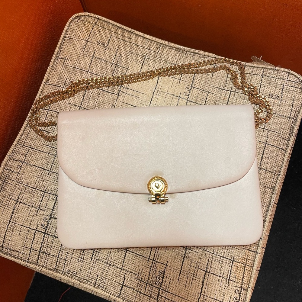 Christian Dior Chain Shoulder Bag Leather White